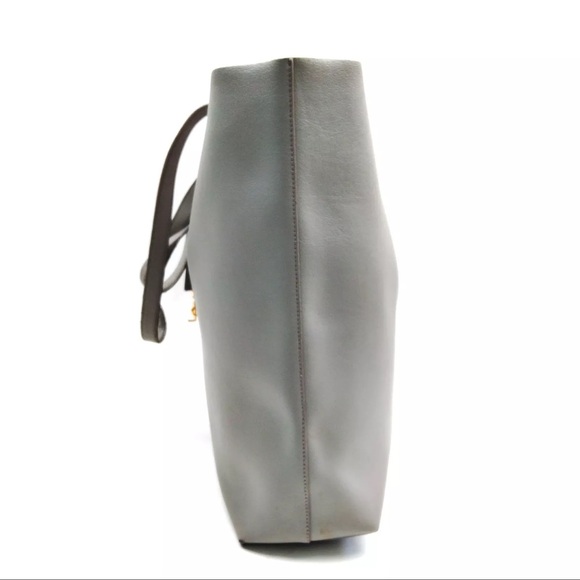 Pre-Owned YVES SAINT LAURENT Toy Supple Leather Shopping Tote Bag Gray - Picture 3 of 9